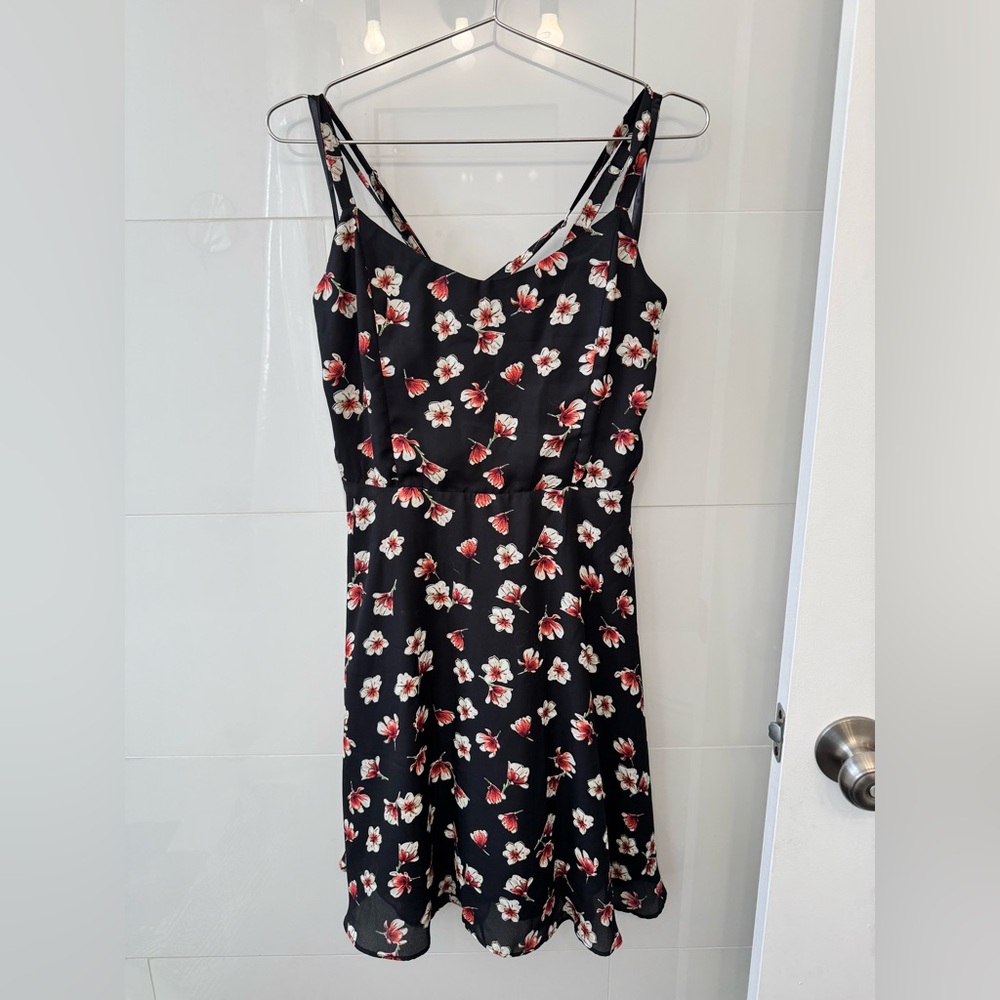 Self Floral Black Dress